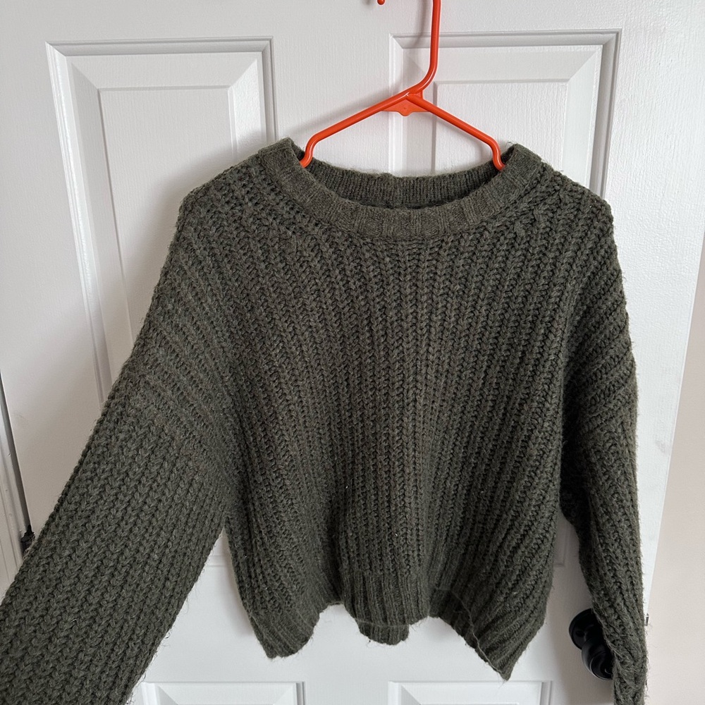 American Eagle Outfitters Dark Green Crew Neck Sweater